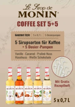 Monin Café-Set 5x0,7l + 5 Pumpen Gratis
