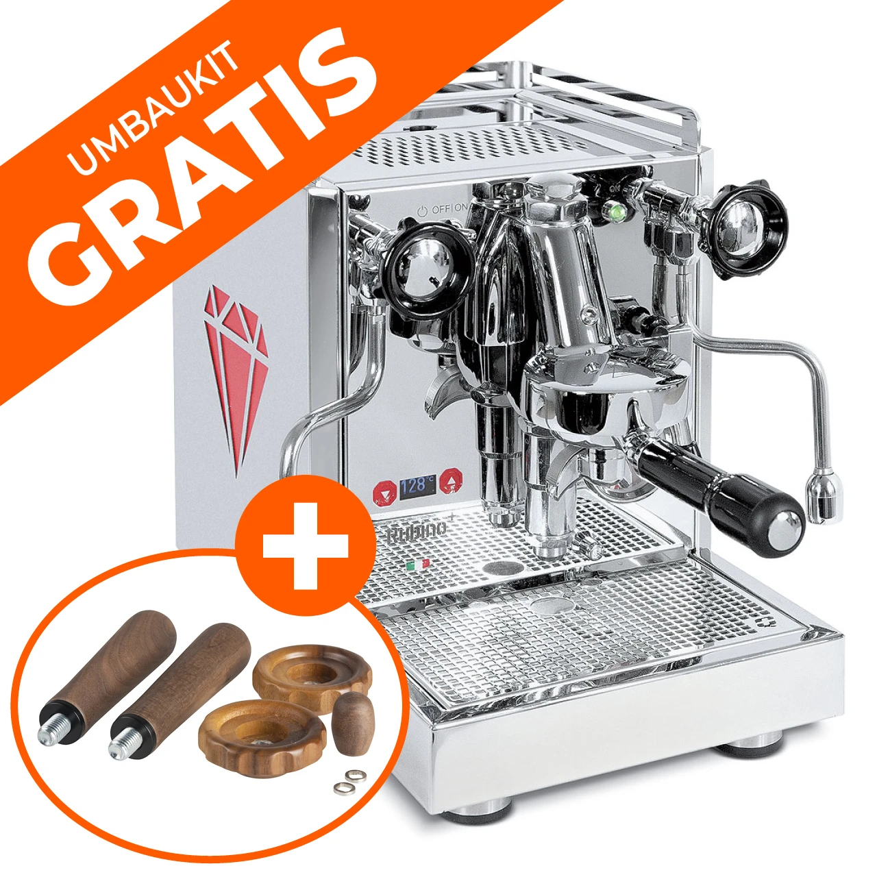 Quick Mill Espressomaschine Rubino Plus Mit Seitlichem Logo + GRATIS Umbaukit Aus Holz Für Rubino Plus 1 Quick Mill Espressomaschine Rubino Plus Mit Seitlichem Logo + GRATIS Umbaukit Aus Holz Für Rubino Plus