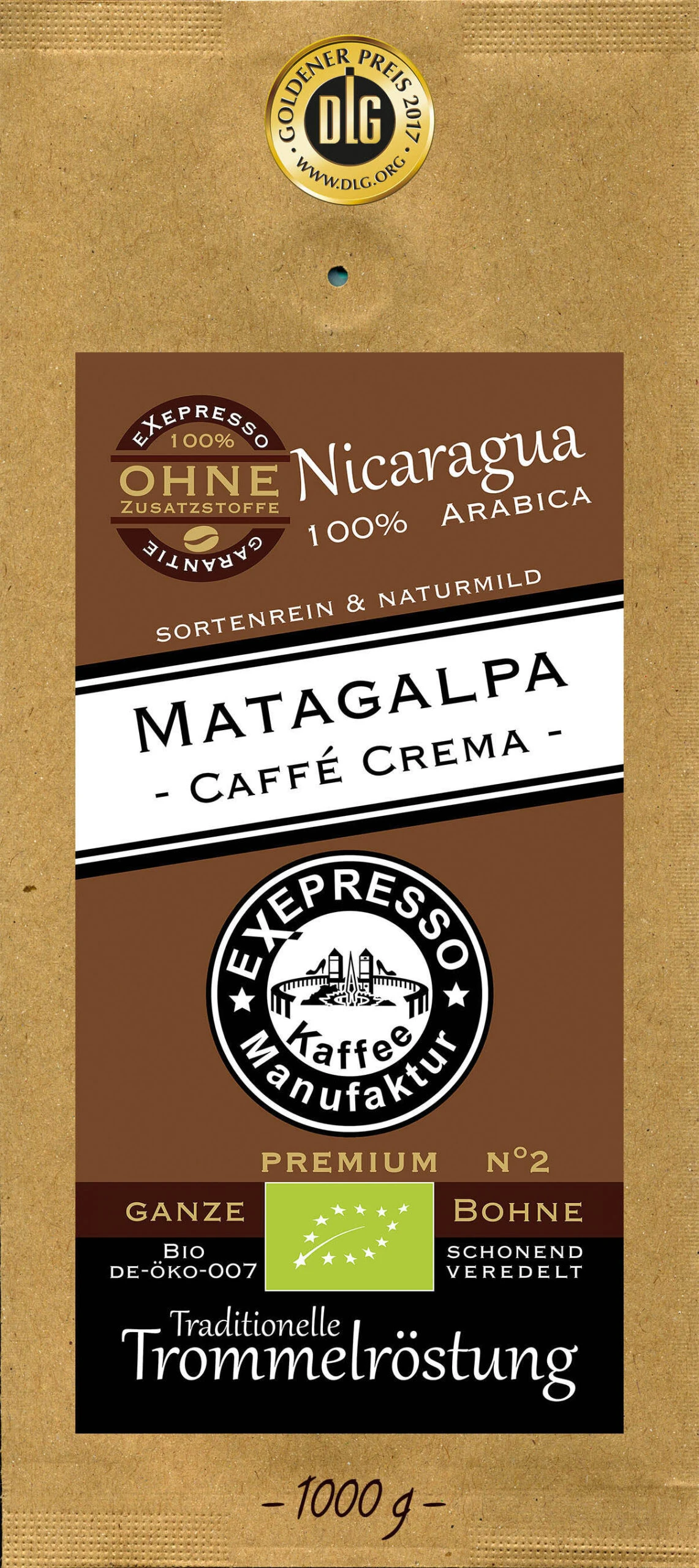 Westpfalz Rösterei BIO Matagalpa Caffe Crema Ganze Bohnen 1kg 1 Westpfalz Rösterei BIO Matagalpa Caffe Crema Ganze Bohnen 1kg